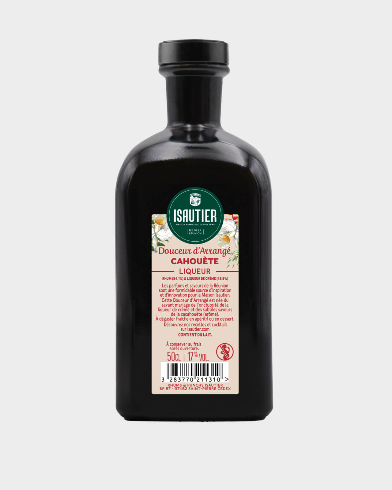 Bouteille de rhum arrangé Isautier « Douceur d’Arrangé Cahouète » - Packshot dos ingrédients