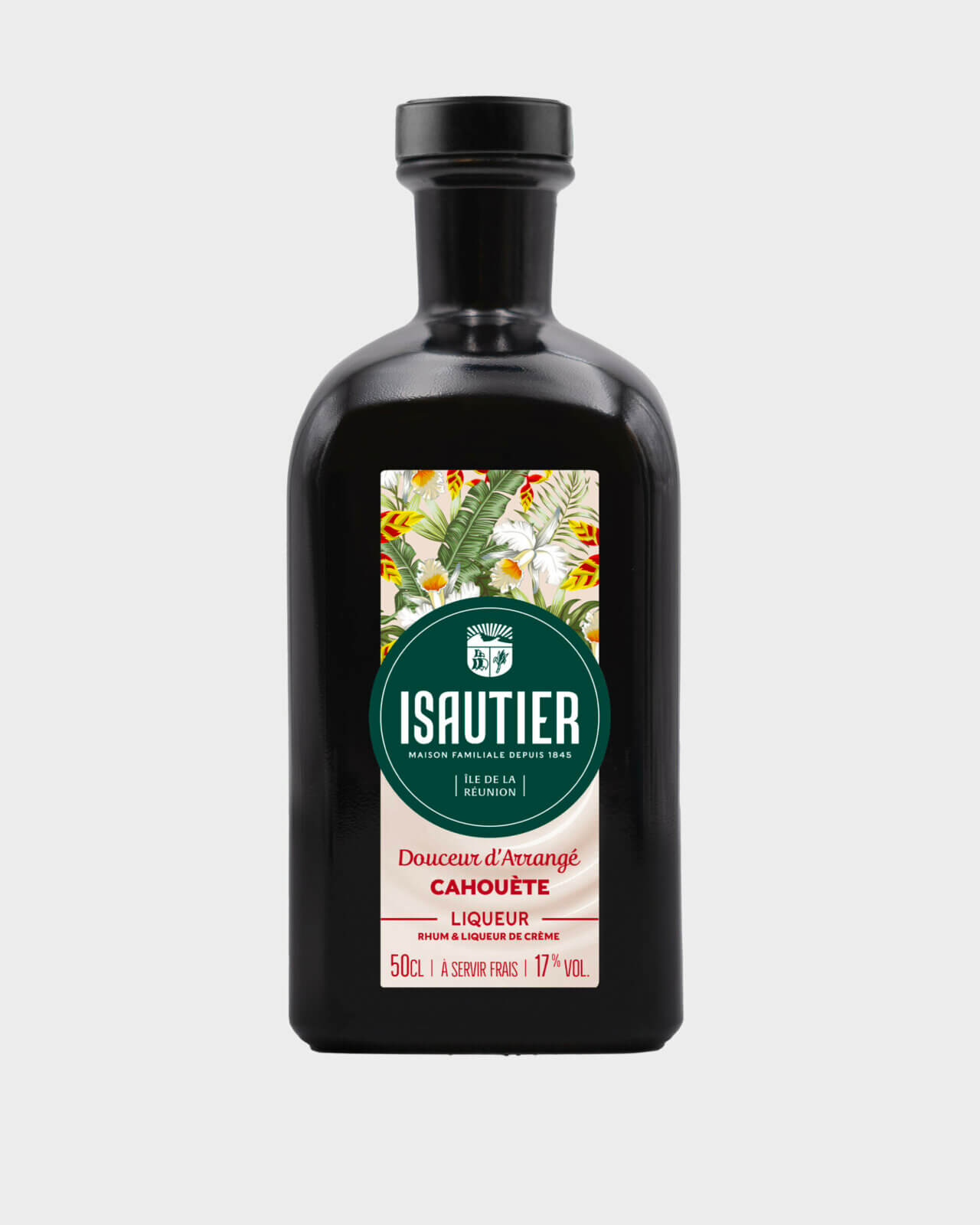 Bouteille de rhum arrangé Isautier « Douceur d’Arrangé Cahouète » - Packshot face