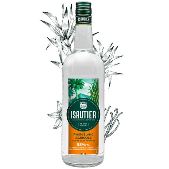 White agricultural rum 55%vol