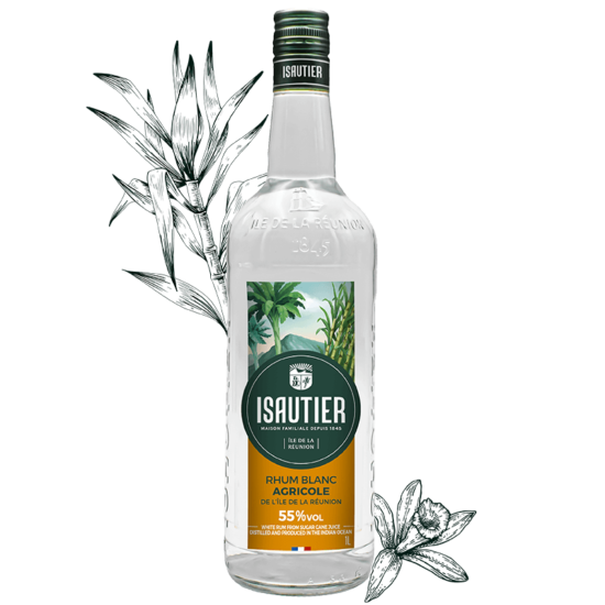 White agricultural rum 55%vol