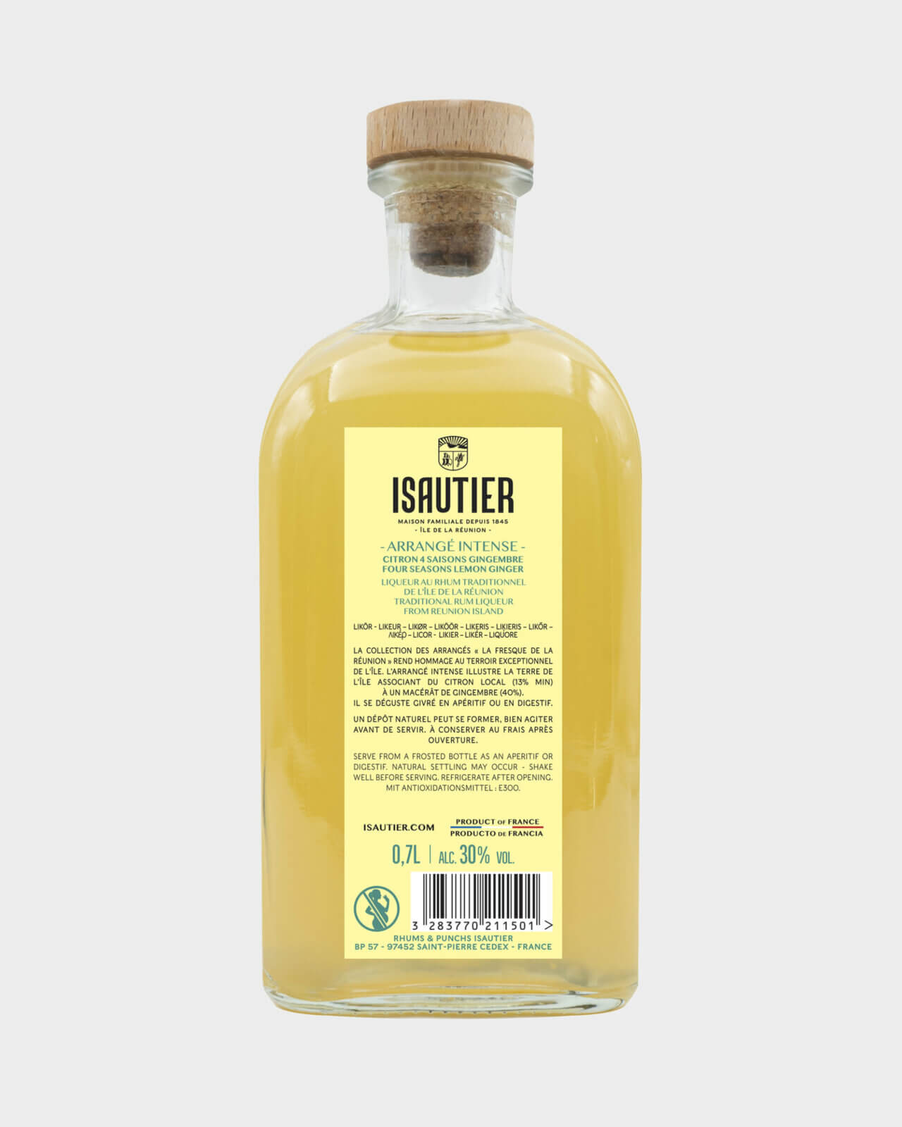 Bouteille de rhum arrangé Isautier « Arrangé Intense » -Packshot Dos