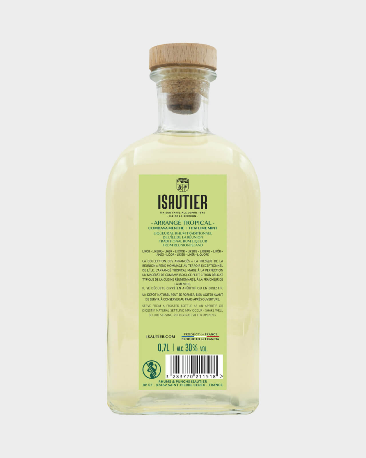 Bouteille de rhum arrangé Isautier « Arrangé Tropical » - Dos Ingrédients