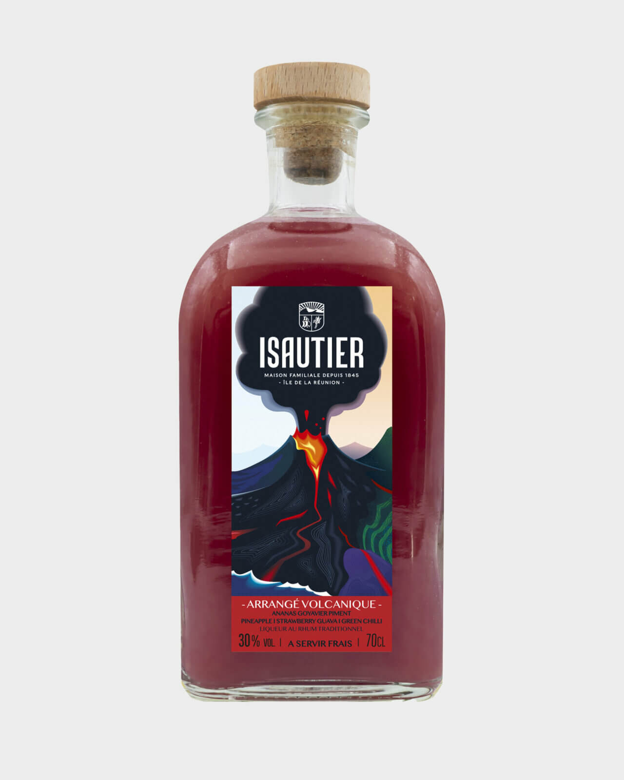 Bouteille de rhum arrangé Isautier « Arrangé Volcanique » - Dos ingrédients