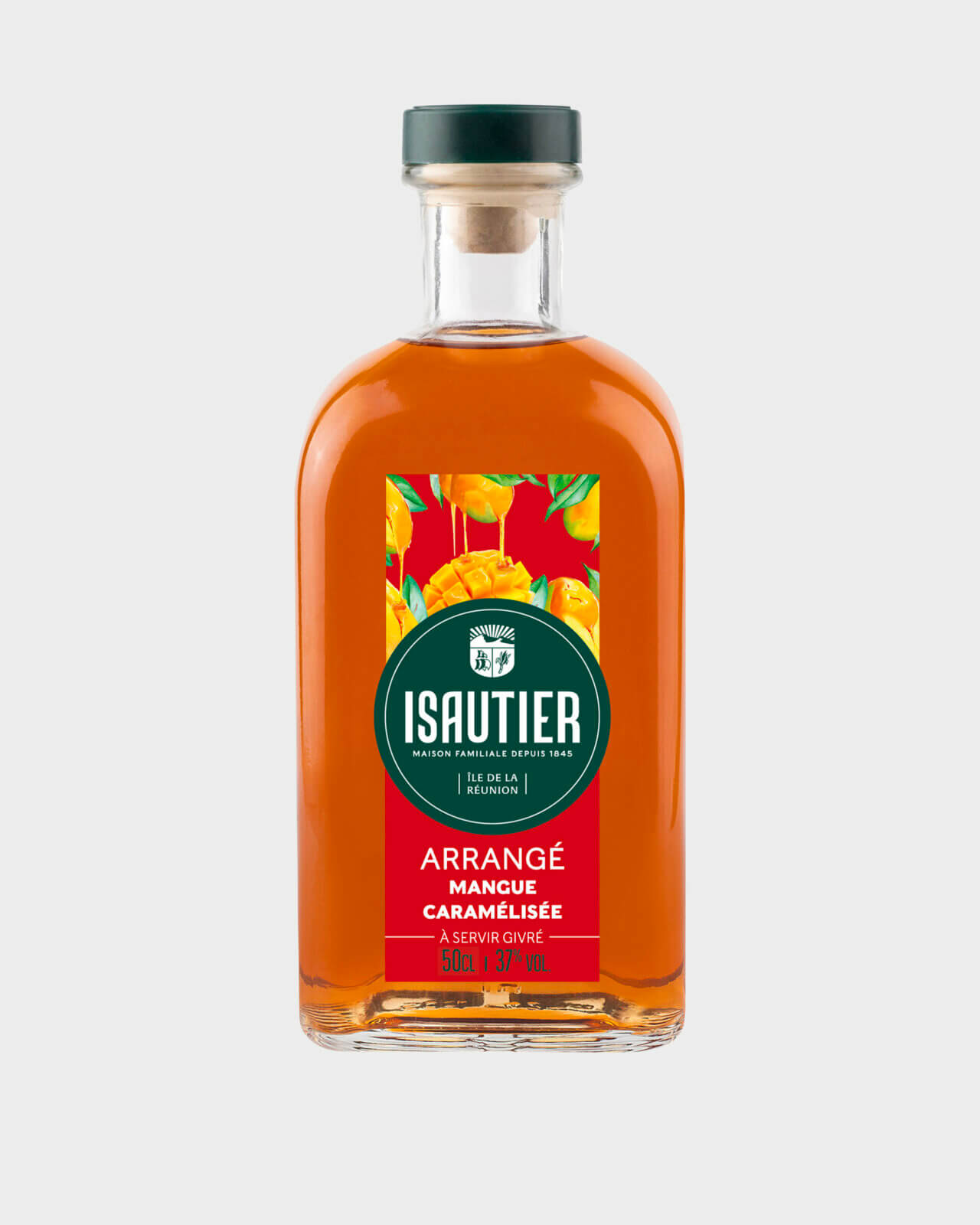 Bouteille de rhum arrangé Isautier « Arrangé Mangue caramélisée » - Face