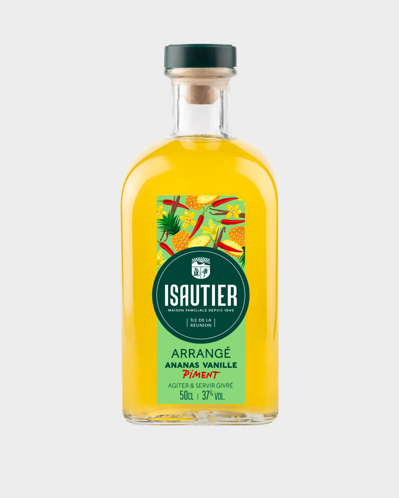 Bouteille de rhum arrangé Isautier « Arrangé Ananas Vanille Piment » - Face