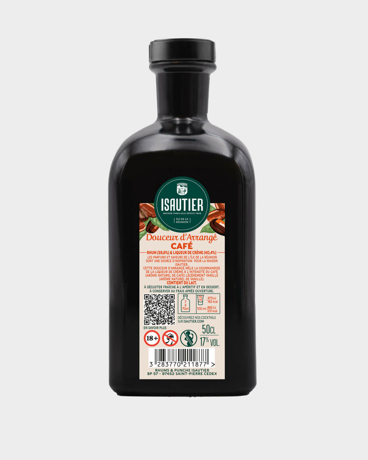 Bouteille de rhum arrangé Isautier « Douceur d’Arrangé Café » - Dos