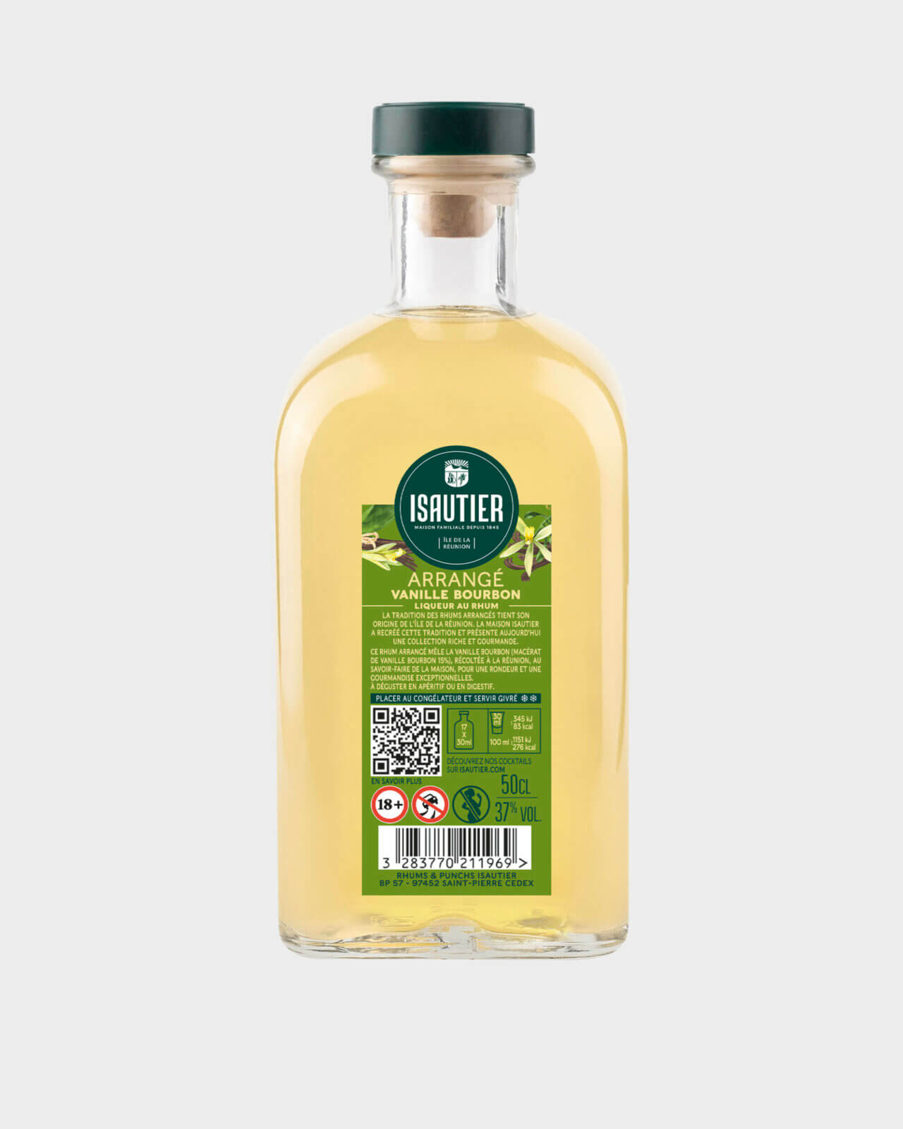 Bouteille de rhum arrangé Isautier « Arrangé Vanille Bourbon » - Dos